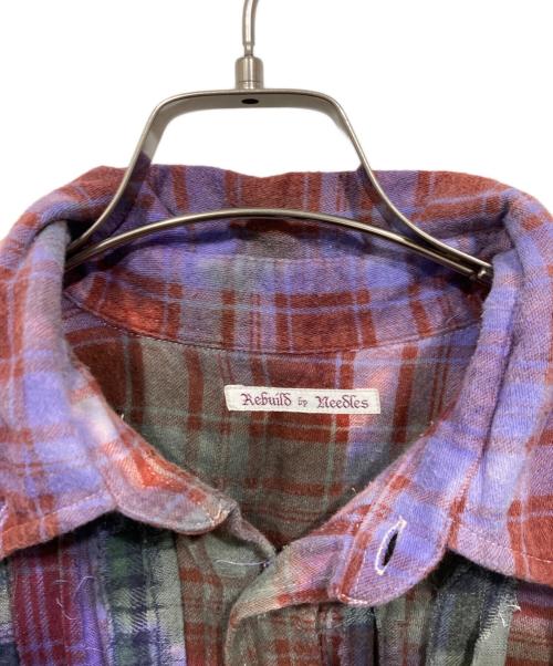 Rebuild by Needles（リビルドバイニードルス）Rebuild by Needles (リビルドバイニードルス) Flannel Shirt-Ribbon Wide Shirt レッド×パープル サイズ:表記無しの古着・服飾アイテム