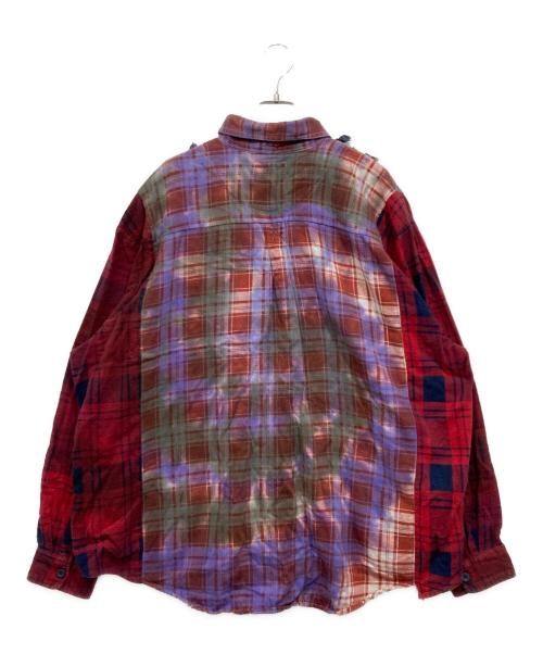 Rebuild by Needles（リビルドバイニードルス）Rebuild by Needles (リビルドバイニードルス) Flannel Shirt-Ribbon Wide Shirt レッド×パープル サイズ:表記無しの古着・服飾アイテム