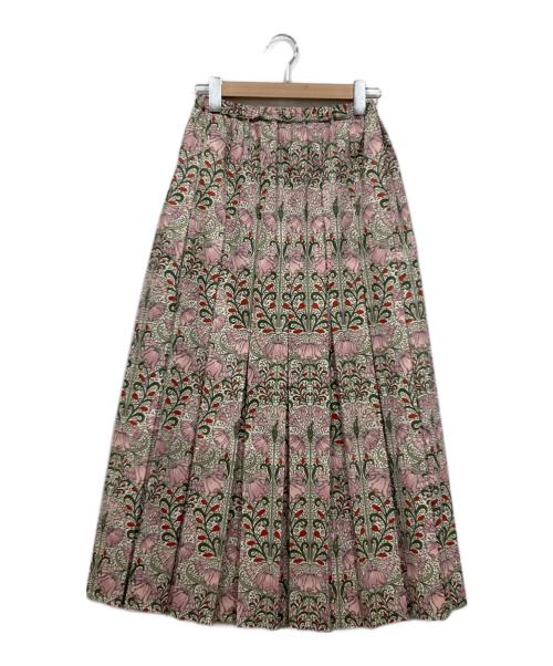 TSURU by MARIKO OIKAWA（ツルバイマリコオイカワ）TSURU by MARIKO OIKAWA (ツルバイマリコオイカワ) 総柄プリーツスカート ピンク×グリーン サイズ:Sの古着・服飾アイテム