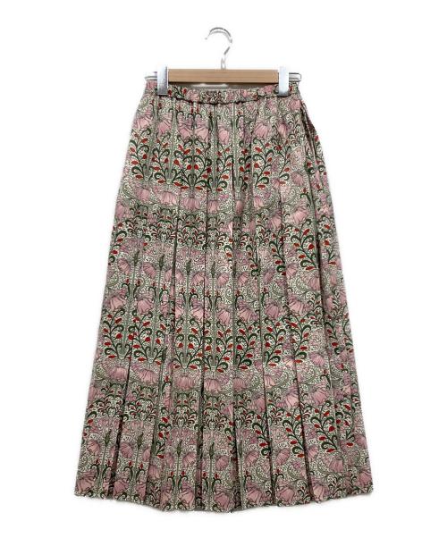 TSURU by MARIKO OIKAWA（ツルバイマリコオイカワ）TSURU by MARIKO OIKAWA (ツルバイマリコオイカワ) 総柄プリーツスカート ピンク×グリーン サイズ:Sの古着・服飾アイテム