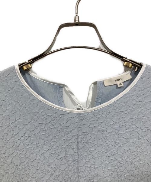 YORI（ヨリ）YORI (ヨリ) フクレサイドギャザーワンピース ブルー サイズ:Mの古着・服飾アイテム