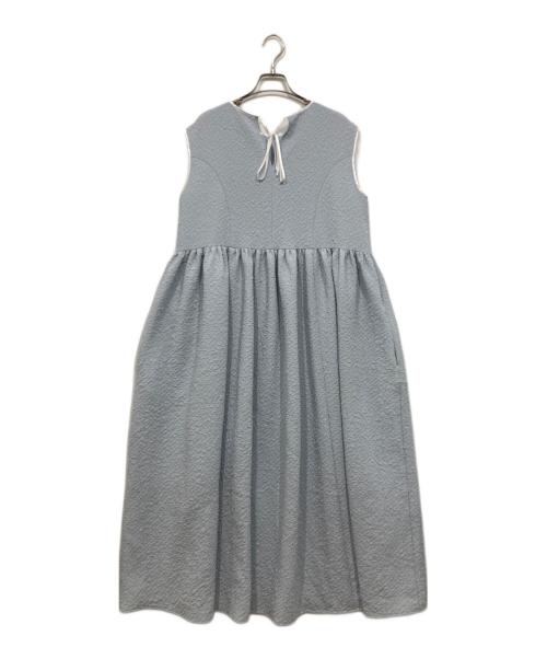 YORI（ヨリ）YORI (ヨリ) フクレサイドギャザーワンピース ブルー サイズ:Mの古着・服飾アイテム