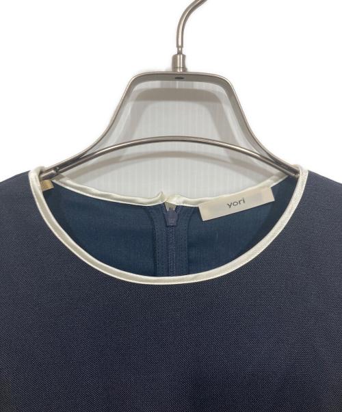 YORI（ヨリ）YORI (ヨリ) ドライツイードパフブラウス ネイビー サイズ:Freeの古着・服飾アイテム
