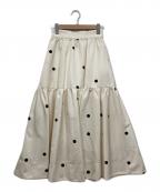 CADUNEカデュネ）の古着「ドット切替スカート」｜アイボリー