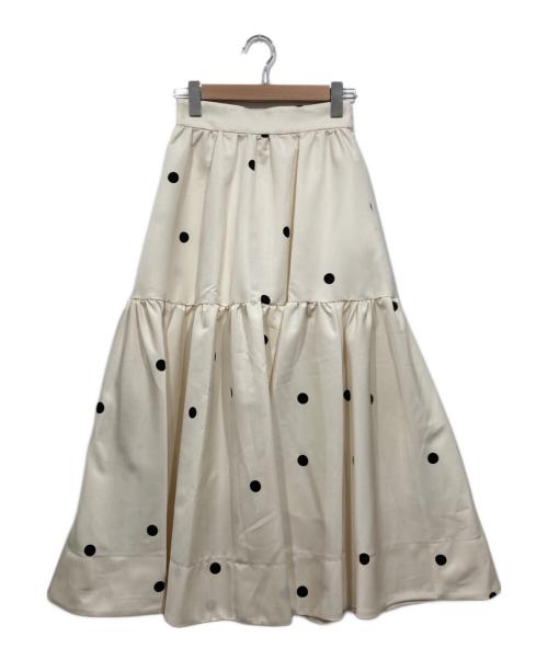 CADUNE（カデュネ）CADUNE (カデュネ) ドット切替スカート アイボリー サイズ:Sの古着・服飾アイテム