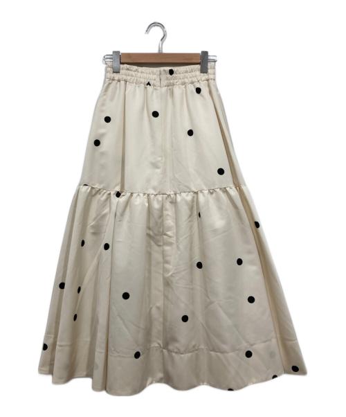 CADUNE（カデュネ）CADUNE (カデュネ) ドット切替スカート アイボリー サイズ:Sの古着・服飾アイテム