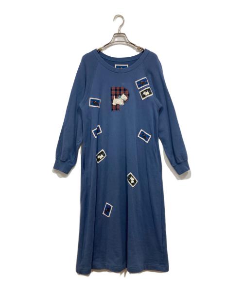 PINK HOUSE（ピンクハウス）PINK HOUSE (ピンクハウス) スコッチテリアプリントスウェットワンピース ブルー サイズ:Freeの古着・服飾アイテム