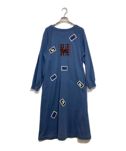 PINK HOUSE（ピンクハウス）PINK HOUSE (ピンクハウス) スコッチテリアプリントスウェットワンピース ブルー サイズ:Freeの古着・服飾アイテム