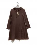 PINK HOUSEピンクハウス）の古着「ブッシュローズ刺繍フーディチュニック」｜ブラウン