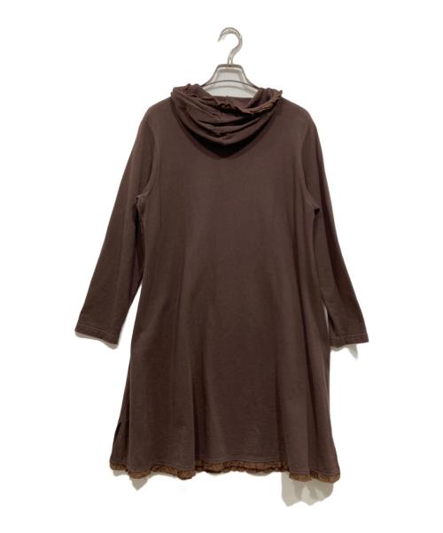 PINK HOUSE（ピンクハウス）PINK HOUSE (ピンクハウス) ブッシュローズ刺繍フーディチュニック ブラウン サイズ:Freeの古着・服飾アイテム