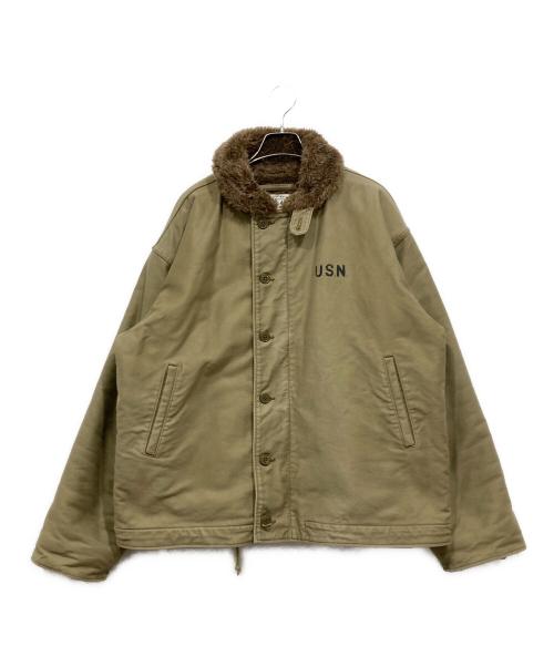 HOUSTON（ヒューストン）HOUSTON (ヒューストン) N-1デッキジャケット ベージュ サイズ:46の古着・服飾アイテム