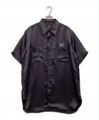 Needlesニードルズ）の古着「Work Shirt Poly Sateen」｜ブラック×パープル