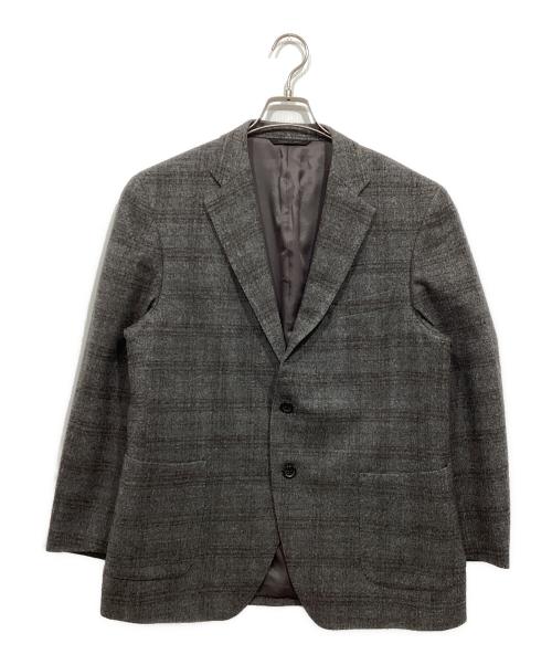 D'URBAN（ダーバン）D'URBAN (ダーバン) テーラードジャケット / ストレッチ ウール混ジャケット / ロロピアーナ / チェック グレー サイズ:サイズ表記なしの古着・服飾アイテム