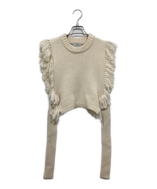 HYKE（ハイク）HYKE (ハイク) フリンジニットベスト / FRINGE SWEATER VEST ホワイト サイズ:Freeの古着・服飾アイテム