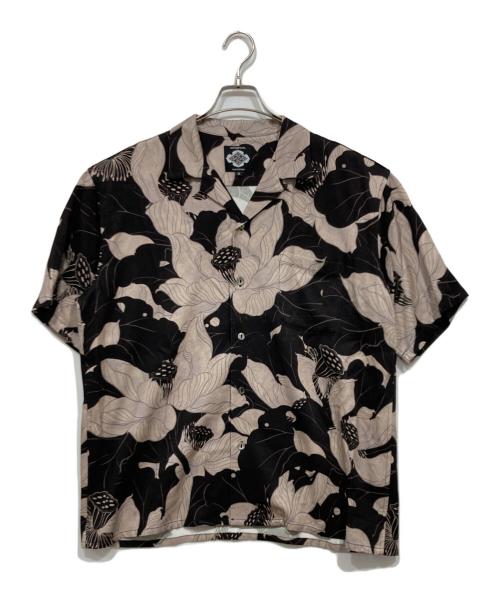 BUDSPOOL（バッズプール）BUDSPOOL (バッズプール) Gakkin (ガッキン) 浮蓮華 HAWAIIAN SHIRT ブラック×ベージュ サイズ:Mの古着・服飾アイテム