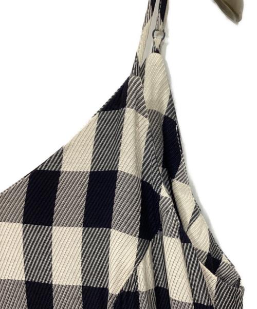 Rumche（ラムシェ）rumche (ラムシェ) キャミソールチェックワンピース ベージュ×ネイビー サイズ:Fの古着・服飾アイテム