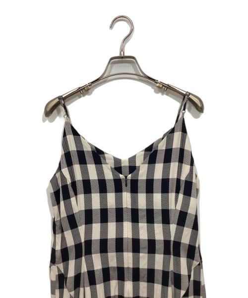 Rumche（ラムシェ）rumche (ラムシェ) キャミソールチェックワンピース ベージュ×ネイビー サイズ:Fの古着・服飾アイテム