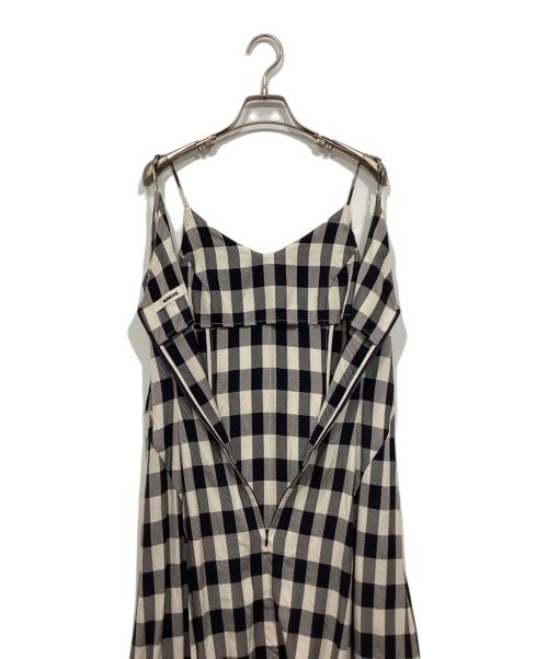 Rumche（ラムシェ）rumche (ラムシェ) キャミソールチェックワンピース ベージュ×ネイビー サイズ:Fの古着・服飾アイテム