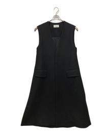 THE RERACS（ザ リラクス）の古着「ライトメルトンカラーレスロングベスト」｜ブラック