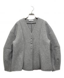Adam et Rope（アダム エ ロペ）の古着「ペプラムダンボールカーディガン」｜グレー