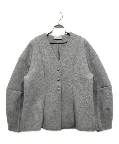 Adam et Rope（アダム エ ロペ）Adam et Rope (アダム エ ロペ) ペプラムダンボールカーディガン グレー サイズ:Freeの古着・服飾アイテム