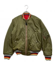 EVISU（エヴィス）の古着「MA-1 リバーシブルフライトジャケット」｜オリーブ×レッド