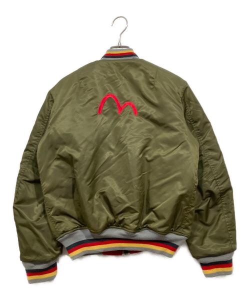 EVISU（エヴィス）EVISU (エヴィス) MA-1 リバーシブルフライトジャケット オリーブ×レッド サイズ:34の古着・服飾アイテム