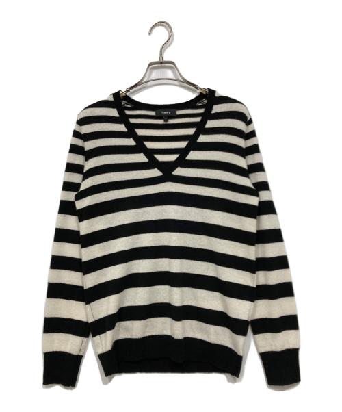 theory（セオリー）theory (セオリー) カシミヤボーダーニット ホワイト×ブラック サイズ:Ｓの古着・服飾アイテム