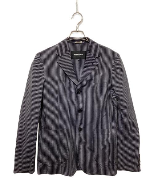 COMME des GARCONS HOMME DEUX（コムデギャルソン オム ドゥ）COMME des GARCONS HOMME DEUX (コムデギャルソン オム ドゥ) リネン混ストライプジャケット ネイビー サイズ:XSの古着・服飾アイテム