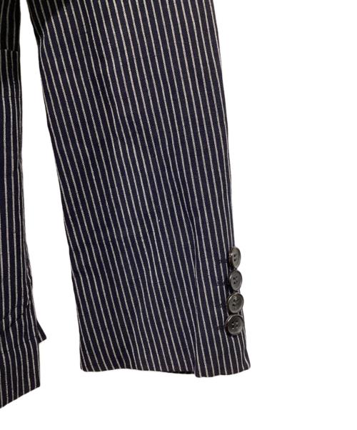 COMME des GARCONS HOMME DEUX（コムデギャルソン オム ドゥ）COMME des GARCONS HOMME DEUX (コムデギャルソン オム ドゥ) リネン混ストライプジャケット ネイビー サイズ:XSの古着・服飾アイテム