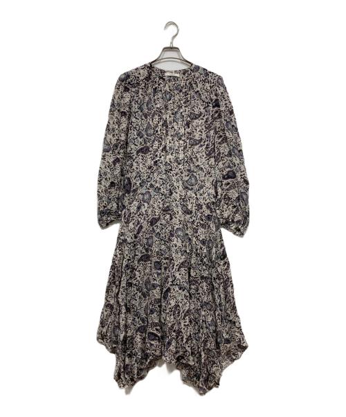 ISABEL MARANT ETOILE（イザベルマランエトワール）ISABEL MARANT ETOILE (イザベルマランエトワール) ペイズリープリントワンピース ベージュ×ブラック サイズ:34の古着・服飾アイテム