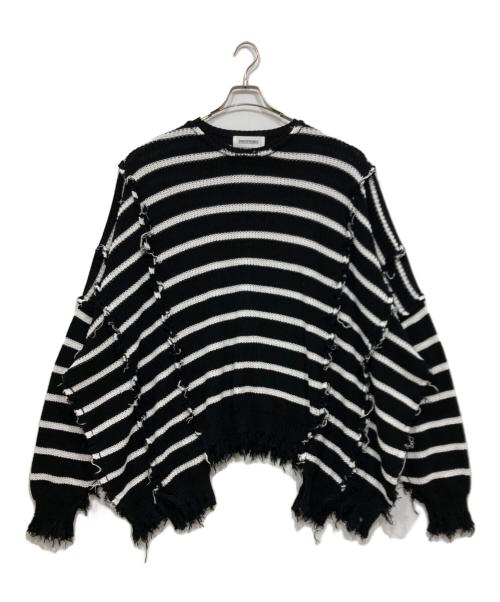DISCOVERED（ディスカバード）DISCOVERED (ディスカバード) BORDER DOCKING COLLAGE KNIT / ダメージボーダーニット ブラック×ホワイト サイズ:3の古着・服飾アイテム