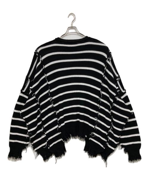 DISCOVERED（ディスカバード）DISCOVERED (ディスカバード) BORDER DOCKING COLLAGE KNIT / ダメージボーダーニット ブラック×ホワイト サイズ:3の古着・服飾アイテム