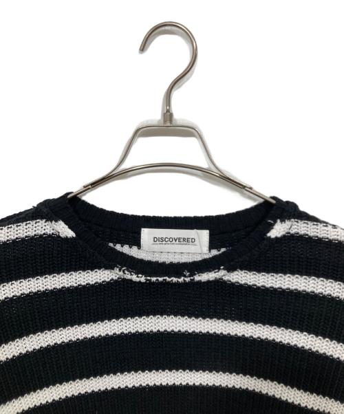 DISCOVERED（ディスカバード）DISCOVERED (ディスカバード) BORDER DOCKING COLLAGE KNIT / ダメージボーダーニット ブラック×ホワイト サイズ:3の古着・服飾アイテム