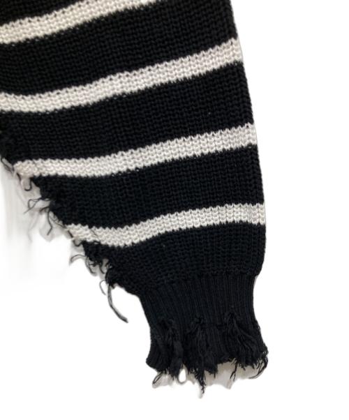 DISCOVERED（ディスカバード）DISCOVERED (ディスカバード) BORDER DOCKING COLLAGE KNIT / ダメージボーダーニット ブラック×ホワイト サイズ:3の古着・服飾アイテム