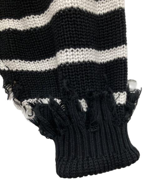 DISCOVERED（ディスカバード）DISCOVERED (ディスカバード) BORDER DOCKING COLLAGE KNIT / ダメージボーダーニット ブラック×ホワイト サイズ:3の古着・服飾アイテム