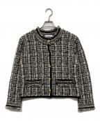 DoCLASSEドゥクラッセ）の古着「ツイーディニット・フリンジジャケット」｜ホワイト×ブラック