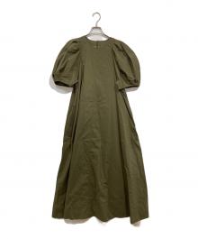 CADUNE（カデュネ）の古着「バルーンスリーブロングワンピース」｜カーキ