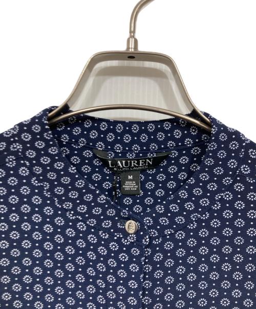 LAUREN RALPH LAUREN（ローレンラルフローレン）LAUREN RALPH LAUREN (ローレンラルフローレン) ベルト付き総柄ワンピース ネイビー サイズ:Mの古着・服飾アイテム