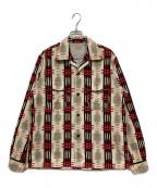 STYLE EYESスタイルアイズ）の古着「50's ROCKABILLY 開襟シャツ / GRADATION CHECK SPORTS SHIRT」｜ベージュ×レッド