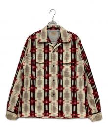 STYLE EYES（スタイルアイズ）の古着「50's ROCKABILLY 開襟シャツ / GRADATION CHECK SPORTS SHIRT」｜ベージュ×レッド