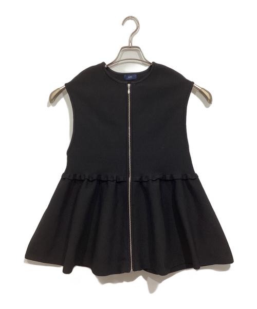 SHIPS（シップス）SHIPS (シップス) フロント ジップ フリル デザイン ペプラム ジレ ブラック サイズ:ONE SIZEの古着・服飾アイテム