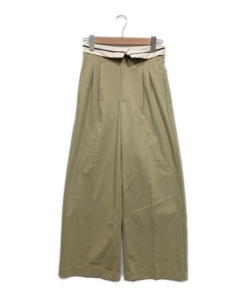 NOLLEY'S sophi（ノーリーズソフィー）NOLLEY'S sophi (ノーリーズソフィー) ウォッシャブル折り返しチノワイドパンツ ベージュ サイズ:34の古着・服飾アイテム