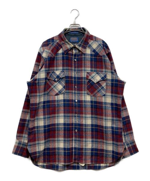PENDLETON（ペンドルトン）PENDLETON (ペンドルトン) 70’S-80’Sネルシャツ/USA製 レッド×ネイビー サイズ:XLの古着・服飾アイテム