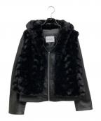 Let Me Glowレットミーグロウ）の古着「エコファーベスト付ラムレザージャケット」｜ブラック