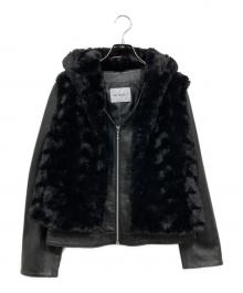 Let Me Glow（レットミーグロウ）の古着「エコファーベスト付ラムレザージャケット」｜ブラック