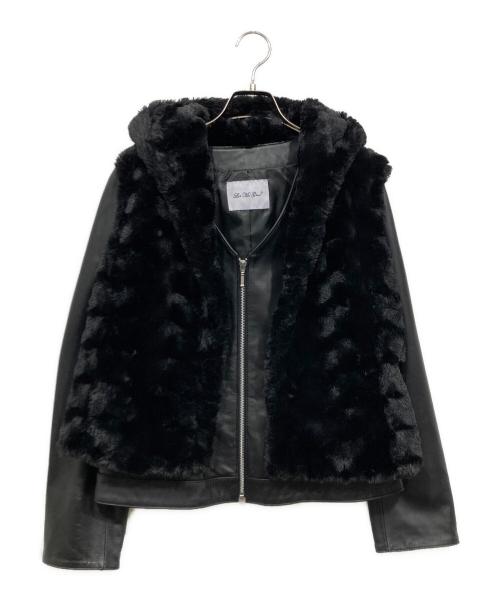 Let Me Glow（レットミーグロウ）Let Me Glow (レットミーグロウ) エコファーベスト付ラムレザージャケット ブラック サイズ:Mの古着・服飾アイテム