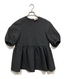 UNITED ARROWS（ユナイテッドアローズ）の古着「AIRYジャカード5SLペプラム / ジャガードペプラムブラウス」｜ブラック