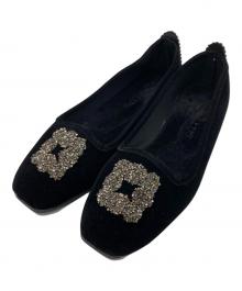 MALUS×IENA取り扱い（マリュス×イエナトリアツカイ）の古着「ベルベット シューズ / Velvet bijou shoes / ビーズ / ベロア」｜ブラック