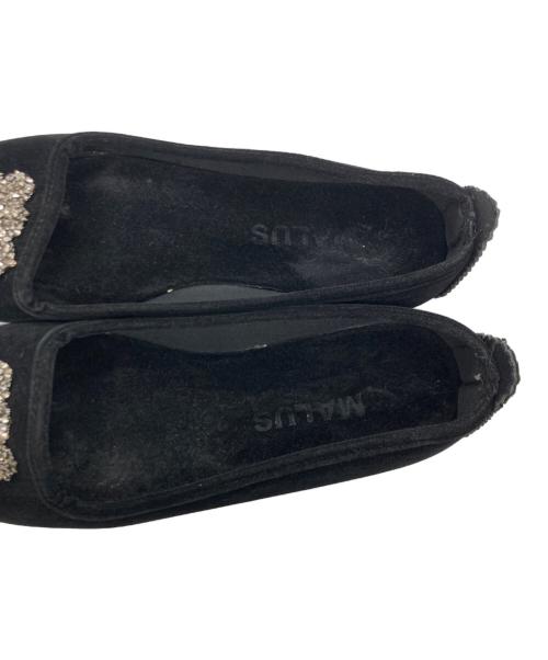 MALUS（マリュス）MALUS (マリュス) IENA取り扱い (イエナトリアツカイ) ベルベット シューズ / Velvet bijou shoes / ビーズ / ベロア ブラック サイズ:39の古着・服飾アイテム